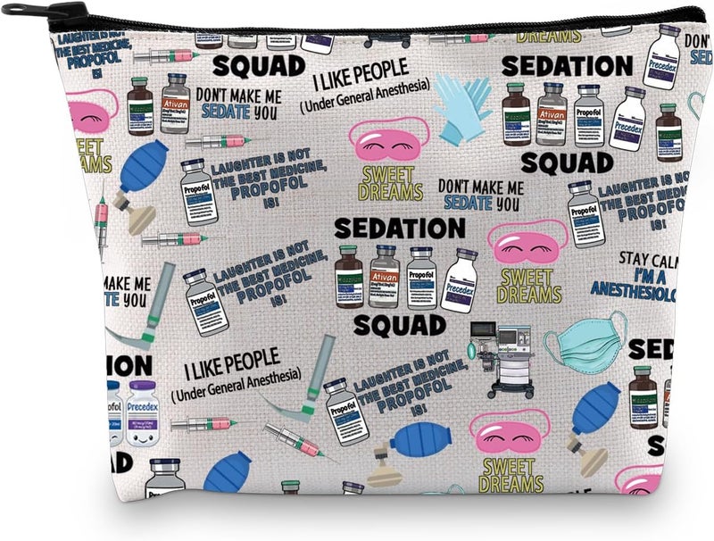 XYANFA Anesthesia Makeup Bag Anesthesiologist Gift Anesthesia Tech Week Gift Technician Gift Anesthetist Nurse Doctor Cosmetic Bag (I LIKE PEOPLE)