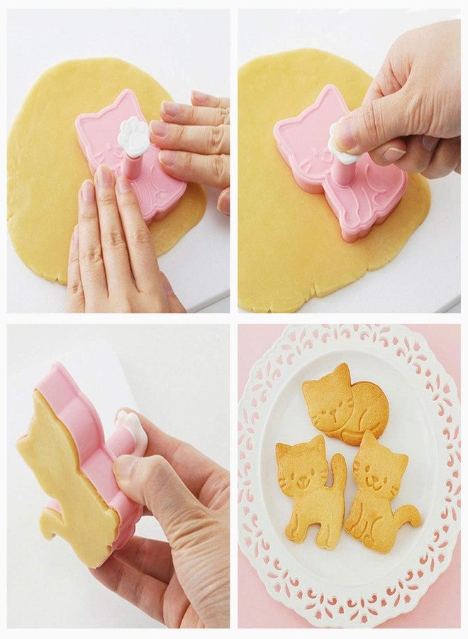 GOODFEER Cookie Cutters Cat Shape, 3 pcs Animal Stamps for Baking, Bladeless Molds for Biscuit - Image 5