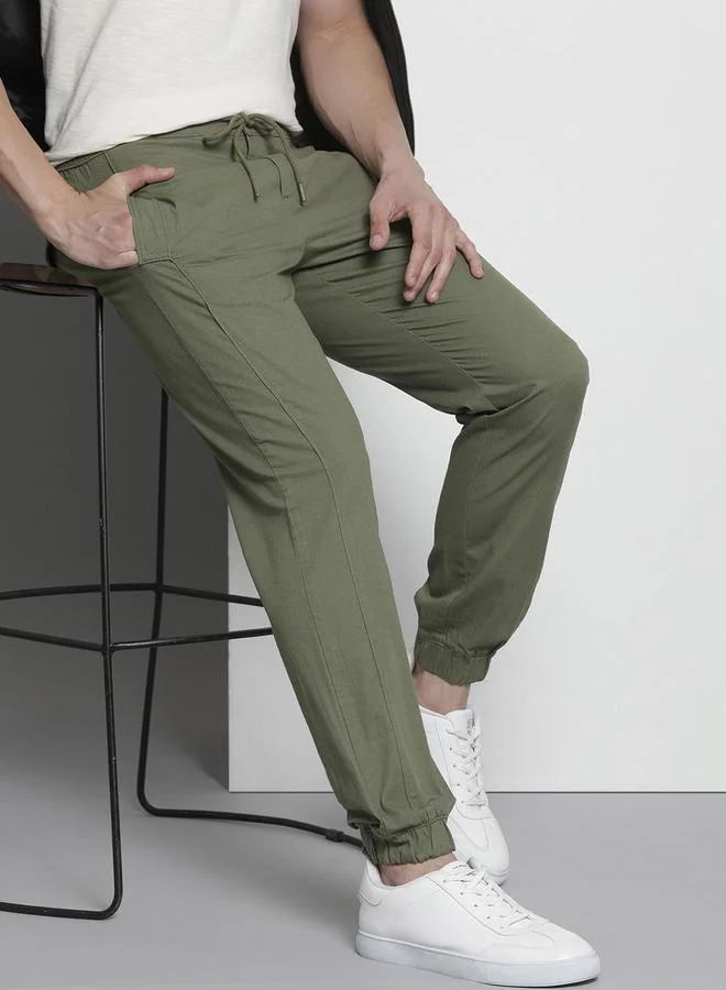 The Indian Garage Co Men Green Regular Fit Solid Joggers
