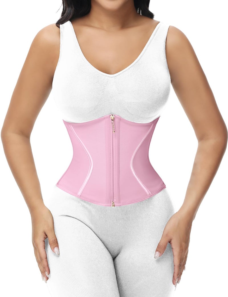 SHAPSHE Short Torso Waist Trainer for Women Corset Waist Cincher Shapewear Tummy Control Workout Snatching Hourglass Body Shaper Mini Small Pink - Image 1