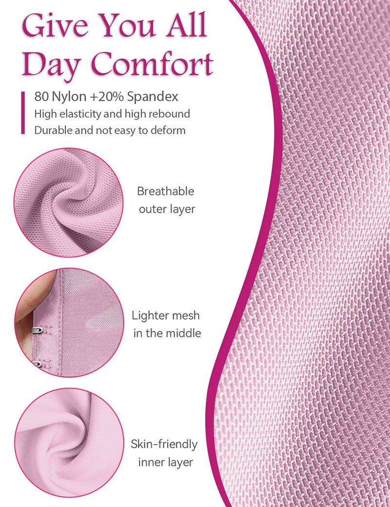 SHAPSHE Short Torso Waist Trainer for Women Corset Waist Cincher Shapewear Tummy Control Workout Snatching Hourglass Body Shaper Mini Small Pink - Image 4