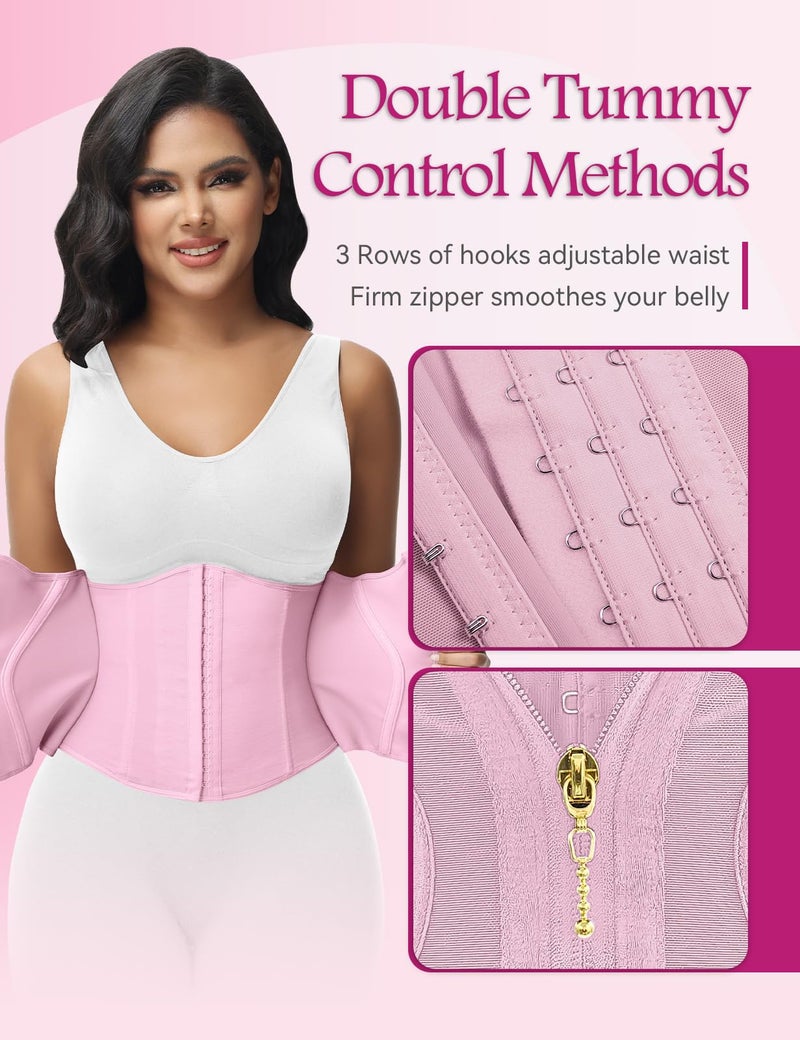 SHAPSHE Short Torso Waist Trainer for Women Corset Waist Cincher Shapewear Tummy Control Workout Snatching Hourglass Body Shaper Mini Small Pink - Image 5