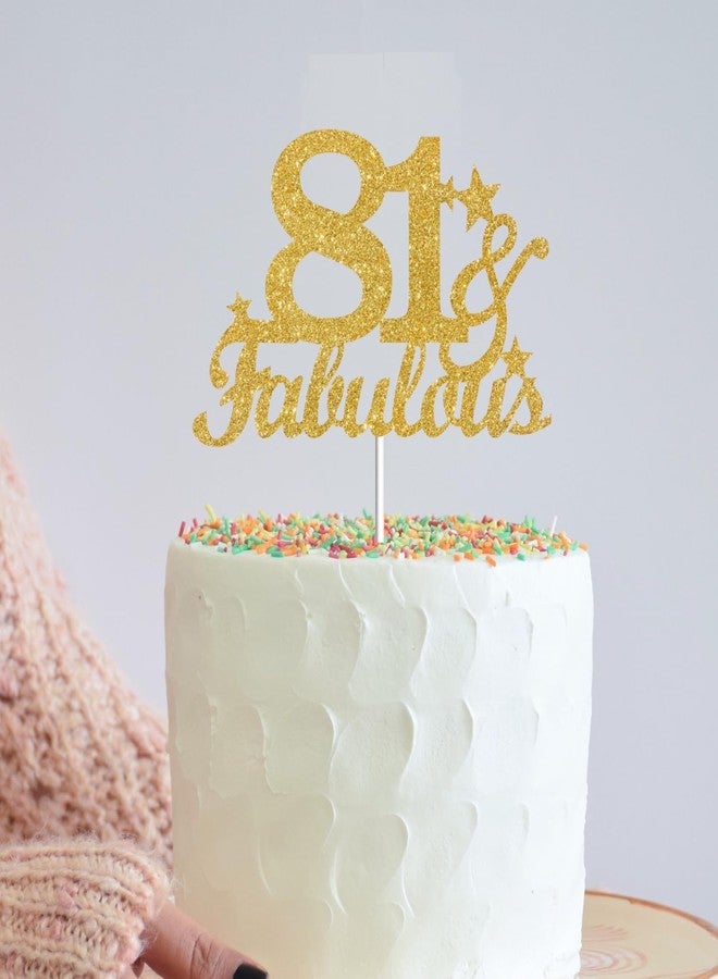TrifleArte 81 & Fabulous Glitter Cake Topper | Stylish Party Cake Decoration | Elegant Gold Finish | Premium Party Decoration for Birthdays, Anniversaries & Special Events - Image 2