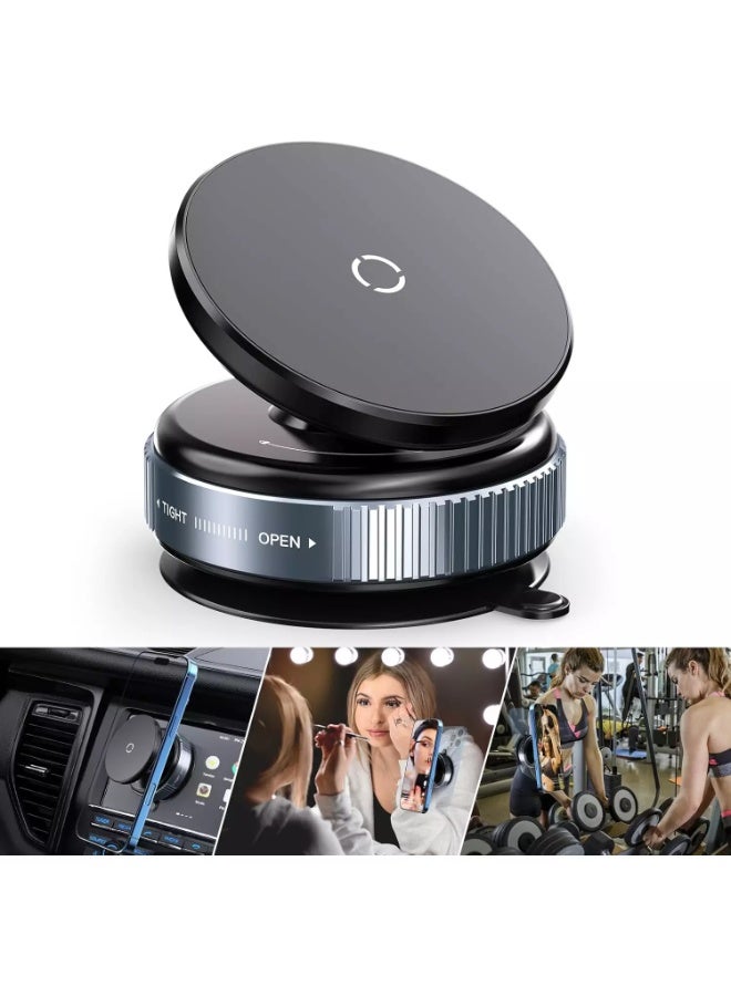 حامل هاتف مغناطيسي يعمل بالشفط، حامل هاتف مغناطيسي مزود بكوب شفط، حامل هاتف للسيارة قابل للدوران 360 درجة للسيارة/النادي الرياضي/المطبخ/المرآة/الأسطح الملساء، متوافق مع Magsafe لأجهزة iPhone وجميع الهواتف الذكية - Image 1