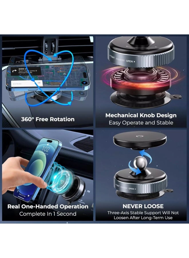 حامل هاتف مغناطيسي يعمل بالشفط، حامل هاتف مغناطيسي مزود بكوب شفط، حامل هاتف للسيارة قابل للدوران 360 درجة للسيارة/النادي الرياضي/المطبخ/المرآة/الأسطح الملساء، متوافق مع Magsafe لأجهزة iPhone وجميع الهواتف الذكية - Image 4