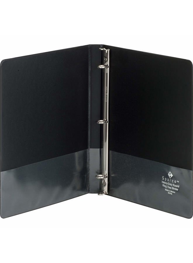 Business Source Sparco Round Ring View Binder, 1/2 Inches Capacity, 11 x 8-1/2 Inches, Black (SPR19550) - Image 4