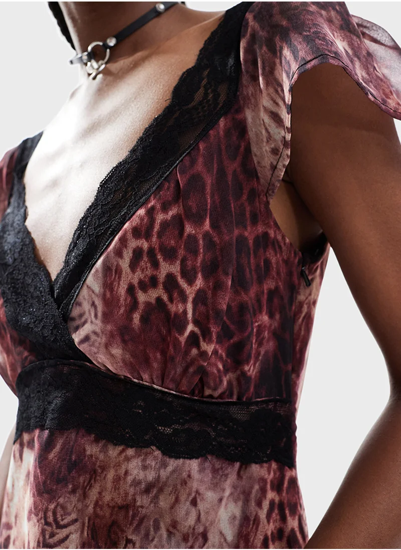 ريكلايمد فينتدج Printed Lace Detailed Dress