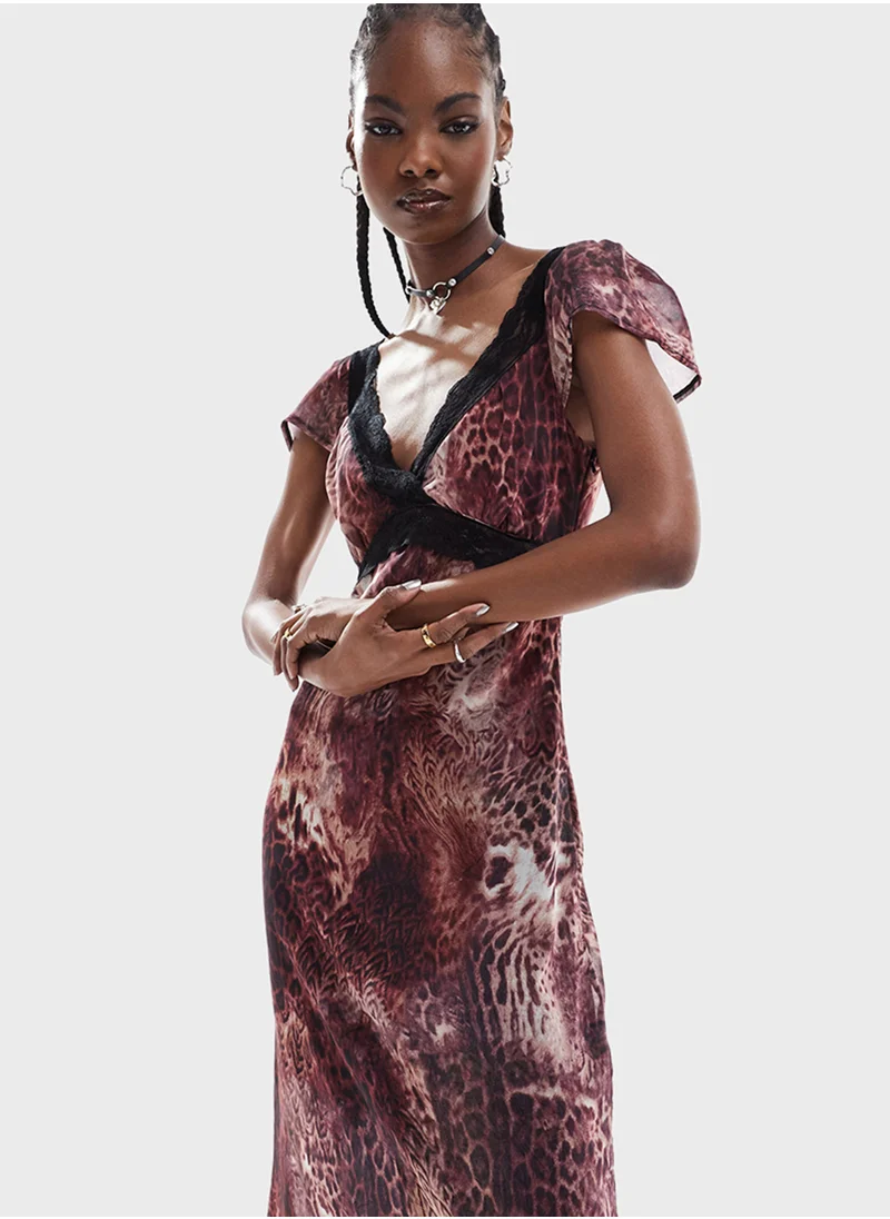ريكلايمد فينتدج Printed Lace Detailed Dress