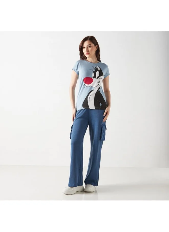 SP Characters Sylvester Print T-shirt with Short Sleeves