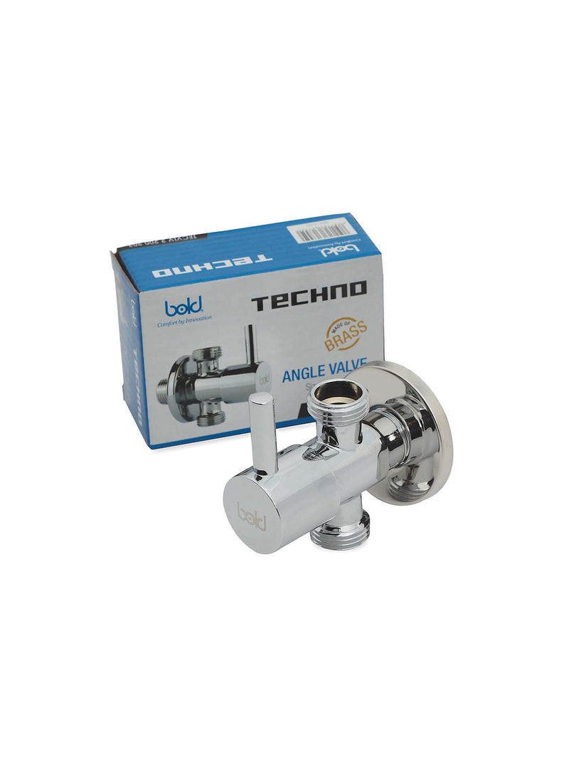 Bold Techno 2 Outlet Angle Valve with Easy Handle – Premium Brass Chrome Finish, High Pressure 1/2×1/2 Inch, Scratch Resistant, Easy to Clean, Durable Ceramic Plates for Bathroom & Kitchen Fixtures - Image 3