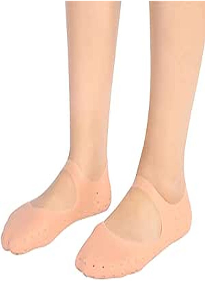 ZJchao Silicone Gel Moisturizing Socks, Foot Anti-Cracking Protector Foot Care Tool Prevention Socks Relieve Plantar Fasciitis Pain Heel Bone Spur Pain Soften Dead Skin Dry Cracked Skin (M-Skin Color) 