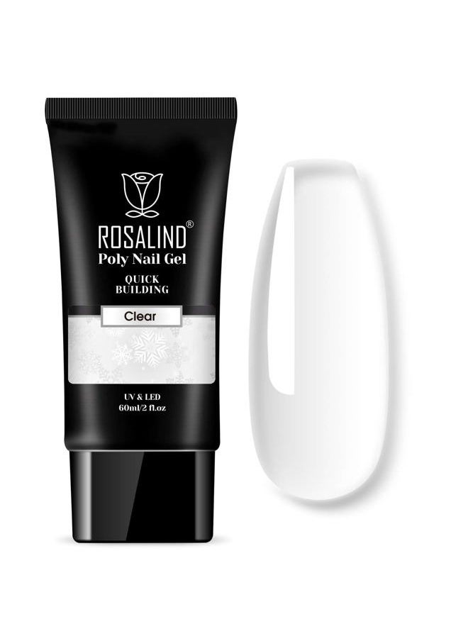 Rosalind 2 oz Clear Poly Nail Gel - Professional Nail Extension Gel for Long Lasting DIY & Salon Nails, Quick Dry UV/LED Light Cured Transparent Nail Builder Gel Summer  - Image 1