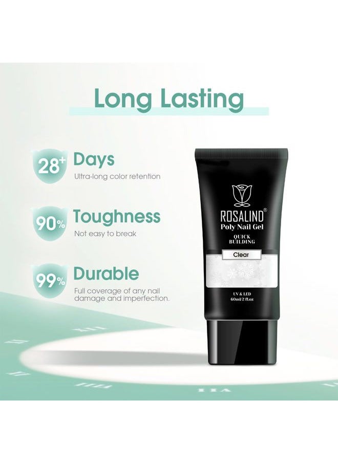 Rosalind 2 oz Clear Poly Nail Gel - Professional Nail Extension Gel for Long Lasting DIY & Salon Nails, Quick Dry UV/LED Light Cured Transparent Nail Builder Gel Summer  - Image 5