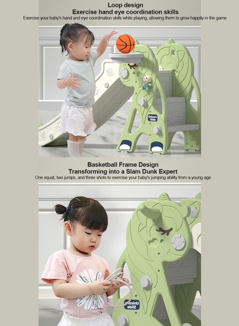 Glanfen Multifunctional Kids Slide with Basketball Hoop – Safe & Foldable Toddler Slide for Indoor & Outdoor Use, Certified for Ages 1-3, Perfect Gift for Toddlers to Explore and Play - Image 2