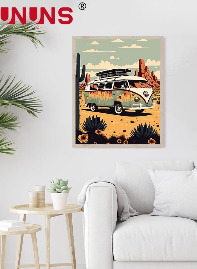 UNUNS طقم رسم بالأرقام 4 عبوات للبالغين، 40x50 سم منظر جبلي ليلي مرصع بالنجوم، مجموعة رسم DIY، طلاء أكريليك بالأرقام مع 12 فرشاة، حرفة فنية لتزيين المنزل كهدية - Image 3