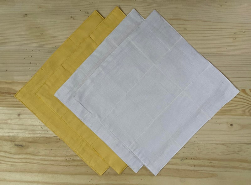 FOVERÓS Cotton Roti Chapati Cover Roti Rakhne ka Kapda Kids Tiffin Napkin Size : 30 x 30 cms,Pack of 4 (WhiteYellow, 30 x 30 Cms) - Image 1