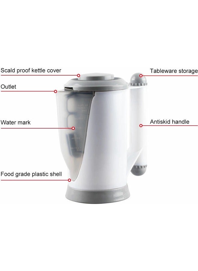 12v Travel Kettle & Utility Set 700ml, Low Wattage  In Car, Van, Plug and Play 2 Cups, Fork, Spoon and Strainer. - Image 4