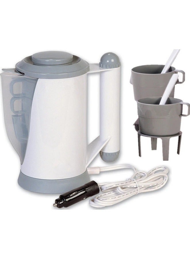12v Travel Kettle & Utility Set 700ml, Low Wattage  In Car, Van, Plug and Play 2 Cups, Fork, Spoon and Strainer. - Image 5