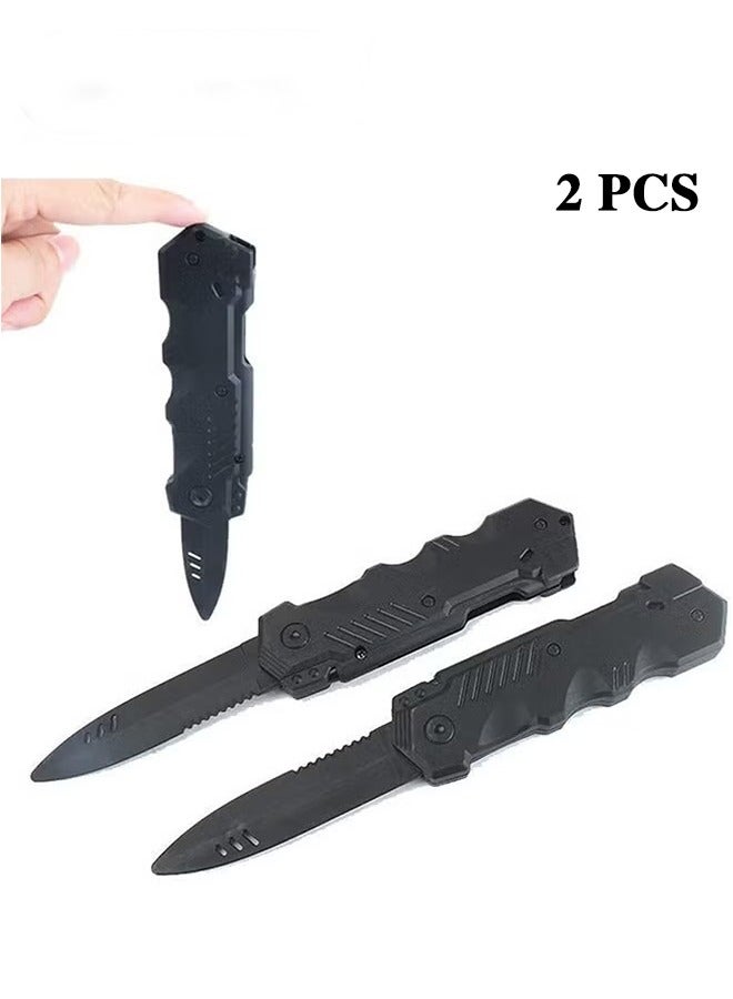 Realfrog 2-Piece Retractable Fake Knife Prop, Trick Gadget Magic Toy Disappearing Dagger, Plastic Prop Dagger for Party Cosplay  - Image 1