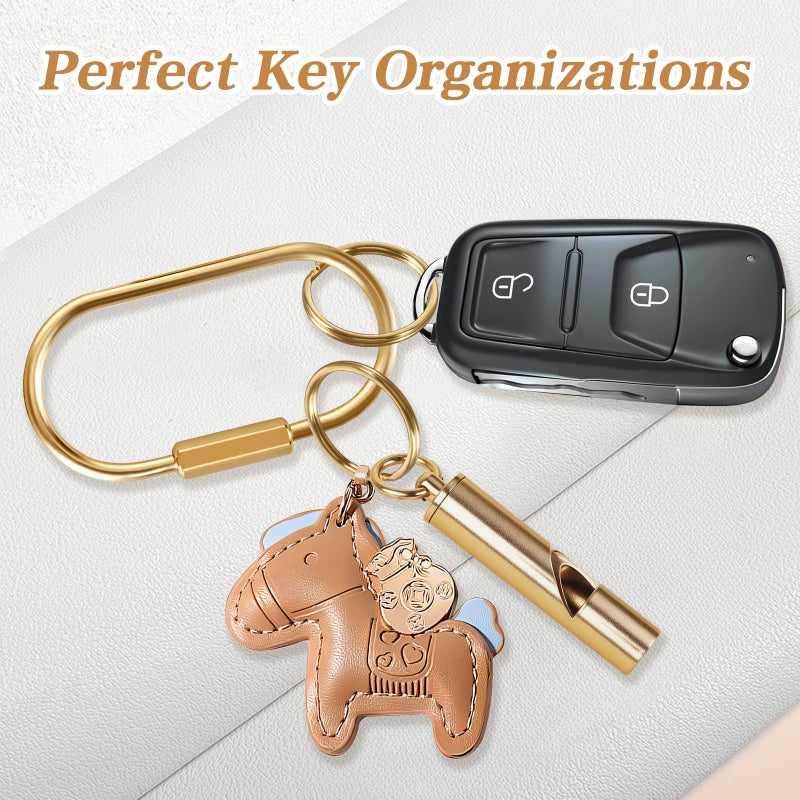 Muitcdo Brass Key Rings Bulk, Gold Key Chain Organizer Holder for Men Women with Secure Screw Locking, Cute Purse Bag Charms for Handbags, Small Carabiner Clip for Dog Leash Pet Tags (8 Pack) - Image 5