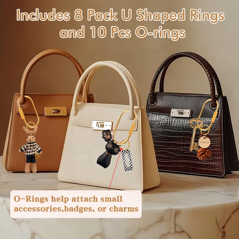 Muitcdo Brass Key Rings Bulk, Gold Key Chain Organizer Holder for Men Women with Secure Screw Locking, Cute Purse Bag Charms for Handbags, Small Carabiner Clip for Dog Leash Pet Tags (8 Pack) - Image 4