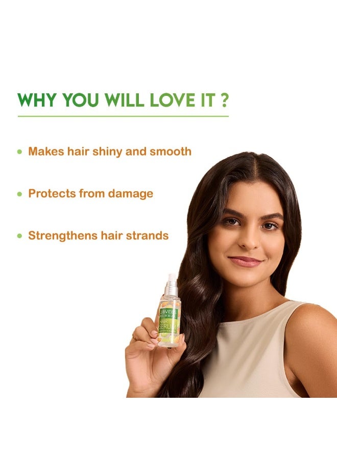 Jovees Herbal Hair Serum Provides shine For Frizzy Hair | Deep Smoothening & damage protection With Grape Seed and Almond Oil Prevents Hairfall | Light-Weight & Non-Sticky | For All Hair Types- 60ml - Image 5