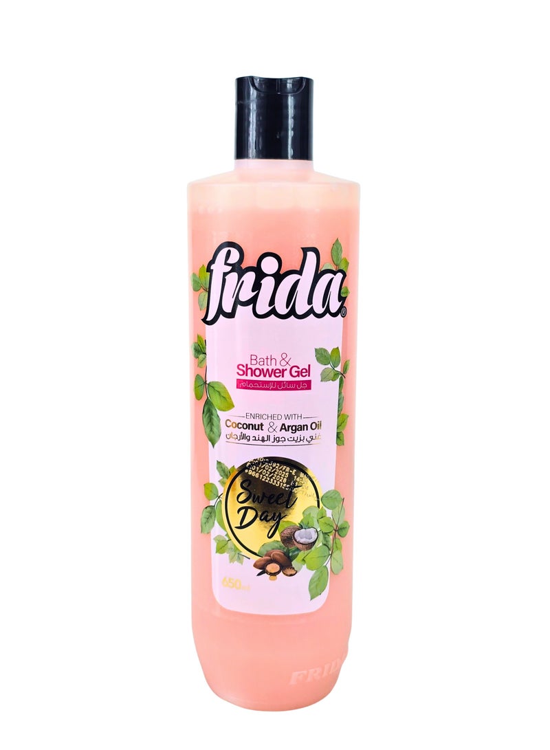 جل استحمام فريدا - يوم حلو | غني بزيت جوز الهند وزيت الأرجان 650مل