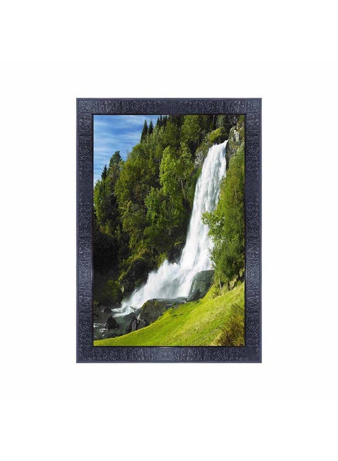 PNF Poster N Frames Vastu Waterfall Landscape Scenery Wooden Photo Frame With Acrylic Sheet | Living Room, Bedroom | Home Decoration | Best Gifting Option (10X14Inch Multicolour,Synthetic) 8047 - Image 1