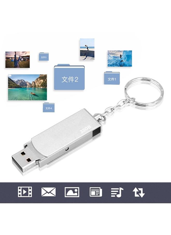 Thoraya Ultra thin Waterproof Keychain High speed Metal Rotating U Disk Silver 32G  - Image 4