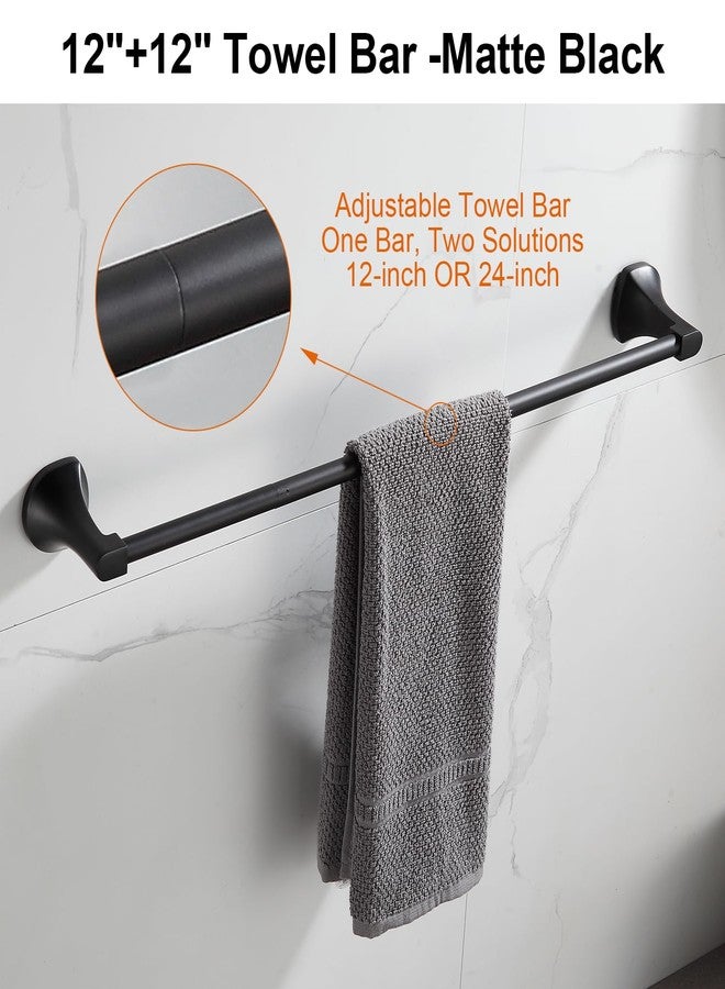 BGL Bathroom Hardware Set Matte Black Adjustable Expandable Towel Bar 4-Piece Bathroom Accessory Set Wall Mounted Robe Hook Toilet Paper Holder Towel Ring Towel Bar - Image 2