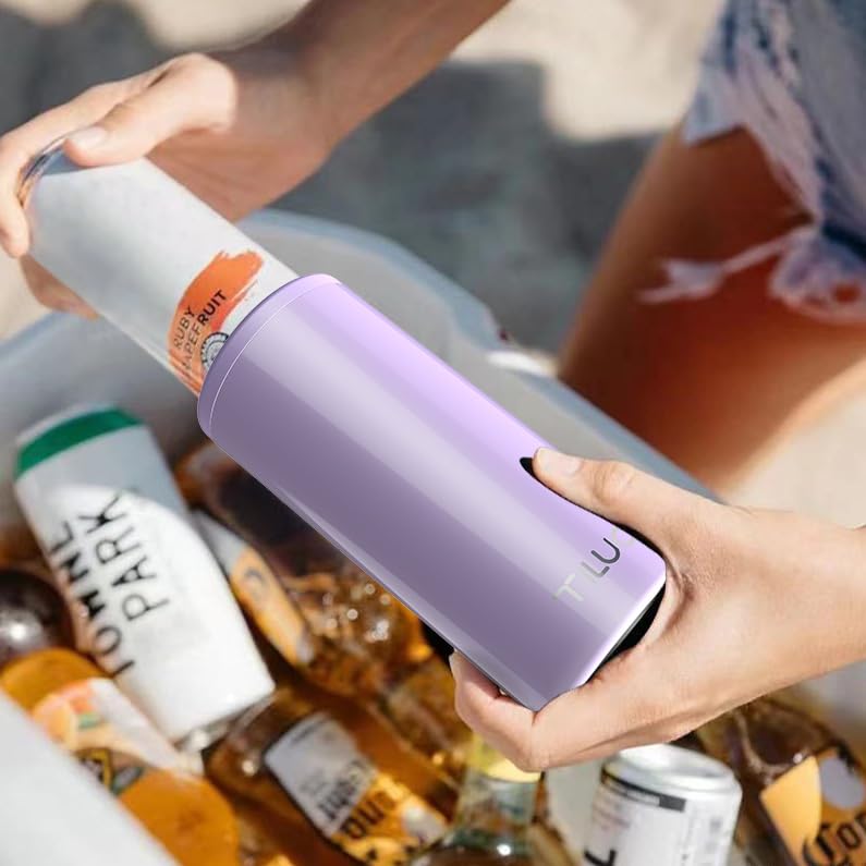 TILUCK Skinny Can Cooler for Slim Beer & Hard Seltzer, Stainless Steel, Doucle-Walled Stainless Steel Insulated Slim Cans, Standard 12 oz (Lavender) - Image 5