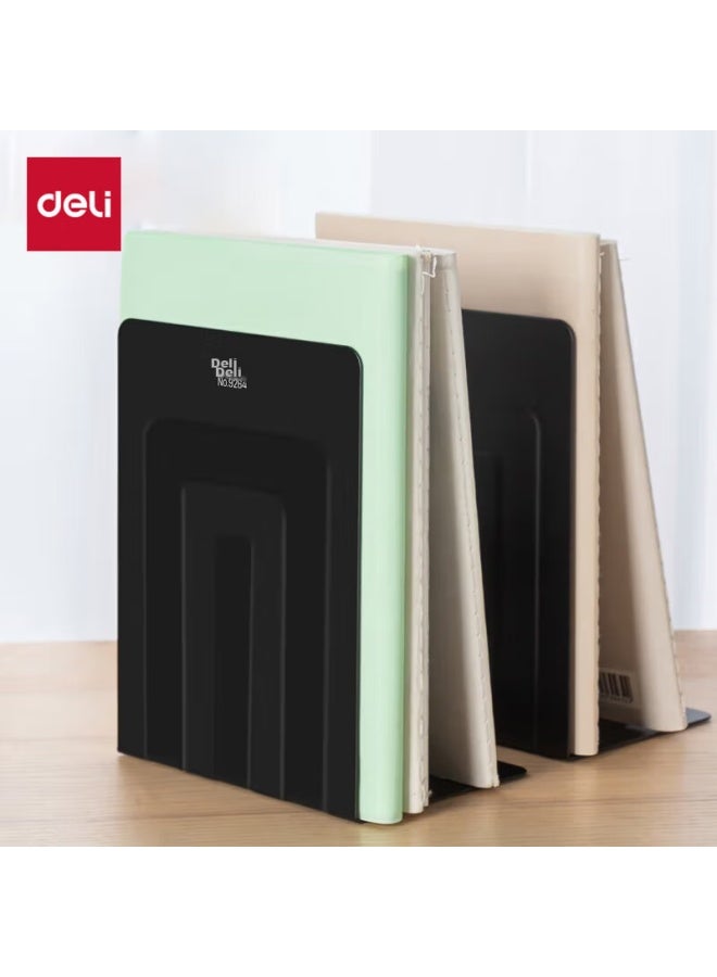 ديلي Deli 7 بوصة منظم مكتبي معدني عديم اللحامات، طرفي كتب للمكتب 2 قطعة / لوازم دراسة للمكتب، أسود 9264 - Image 1