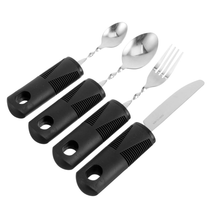 Adaptive Utensils For Elderly 4Pcs Bendable Fork Spoons Non Slip Handles For Hand Tremors - Image 2
