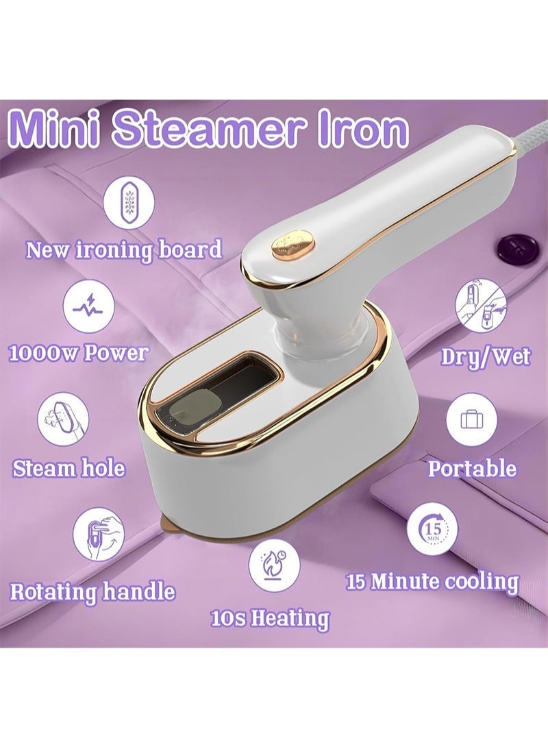 Topyich Iron Steamer - 1000W High-Power Portable Iron, Fast Heat-Up Iron Steamer for Clothes with Wet Dry Use Home Travel Dorm (White) - Image 2