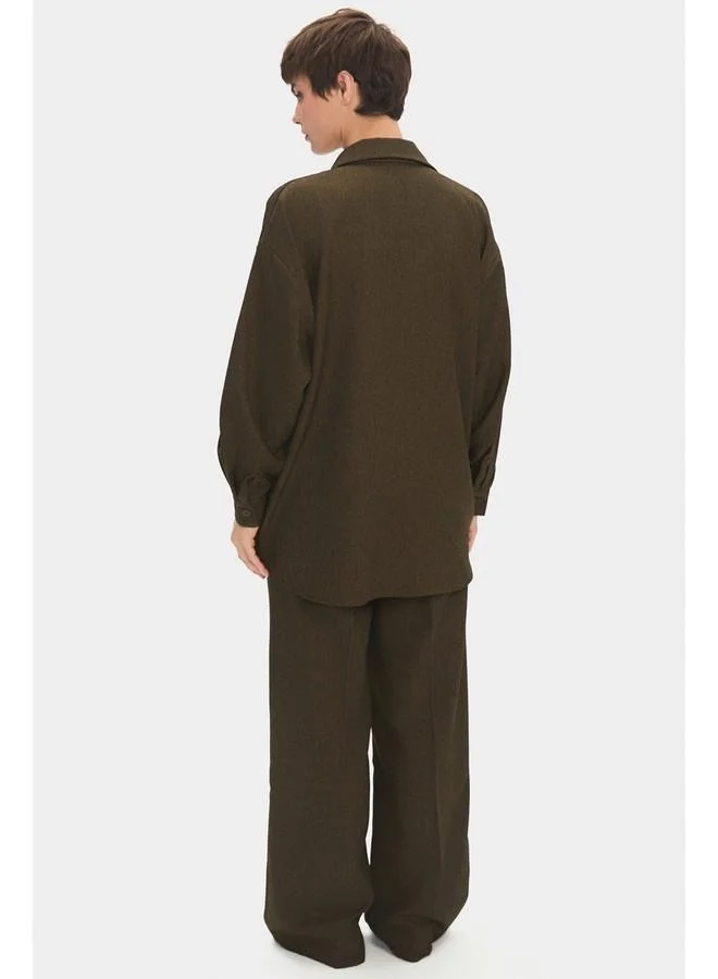 JUNE June Women Regular/Normal Fit Pocket Detailed Shirt Khaki