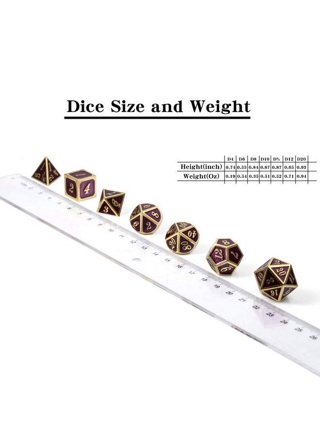 DNDND D&D Table Game Dice Set, 7PCS Metal Die with Metal Gift Box for Dungeons and Dragons (Dark Purple and Gold Number) - Image 4