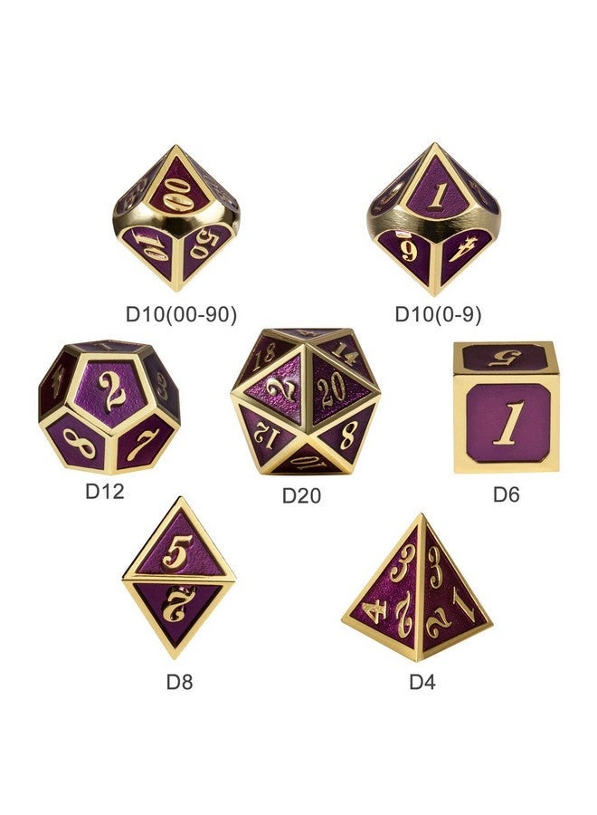 DNDND D&D Table Game Dice Set, 7PCS Metal Die with Metal Gift Box for Dungeons and Dragons (Dark Purple and Gold Number) - Image 5