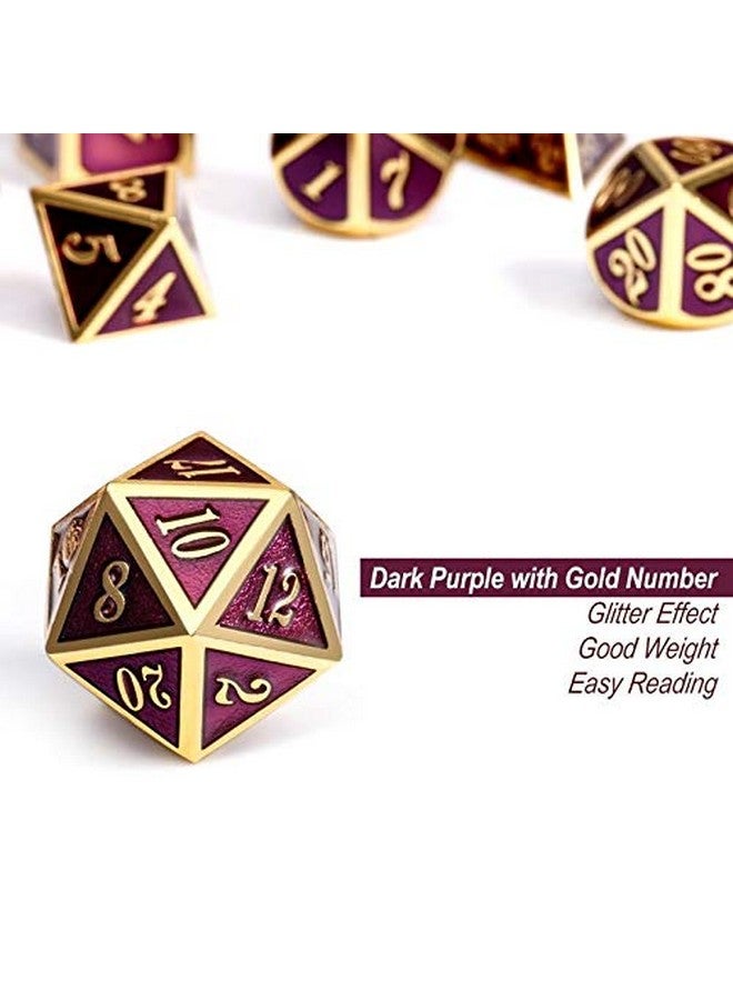 DNDND D&D Table Game Dice Set, 7PCS Metal Die with Metal Gift Box for Dungeons and Dragons (Dark Purple and Gold Number) - Image 3