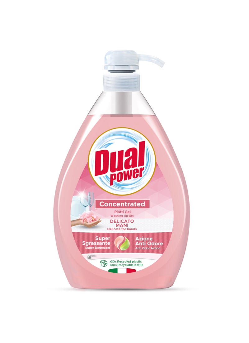 Dual Power Dishwashing Gel Concentrated with Pump Dispenser Gentle Hands Formula - Image 1