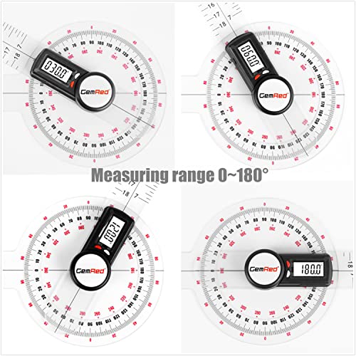 GemRed 12" Digital Goniometer 360 Degree Physical Therapy Plastic Protractor for Joint Range of Motion ROM Measurement - Image 2