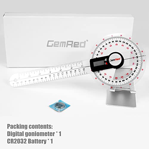 GemRed 12" Digital Goniometer 360 Degree Physical Therapy Plastic Protractor for Joint Range of Motion ROM Measurement - Image 4