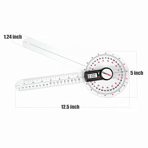 GemRed 12" Digital Goniometer 360 Degree Physical Therapy Plastic Protractor for Joint Range of Motion ROM Measurement - Image 5