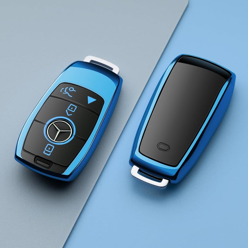 ZSPDACC Compatible with Mercedes Benz Key Fob Cover Blue car key chain case Protector Holder E300 E350 E400 E450 A220 CLA250 C300 GLA250 GLB250 GLC300 GLE350 GLE450 GLE580 G550 C43 E53 E63 Accessories - Image 4