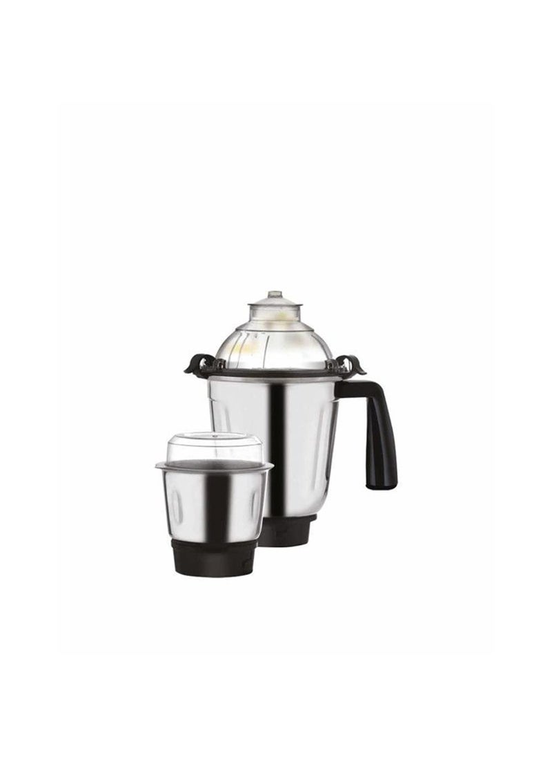 Borosil Silverline Mixer Grinder, for Wet/Dry Mixing & Grinding, 750 Watts, 3 Stainless Steel Jars (400 ml Chutney Jar, 1.5 L Blending Jar, 1.2 L Dry/Wet Grinding Jar), Mixie for Kitchen