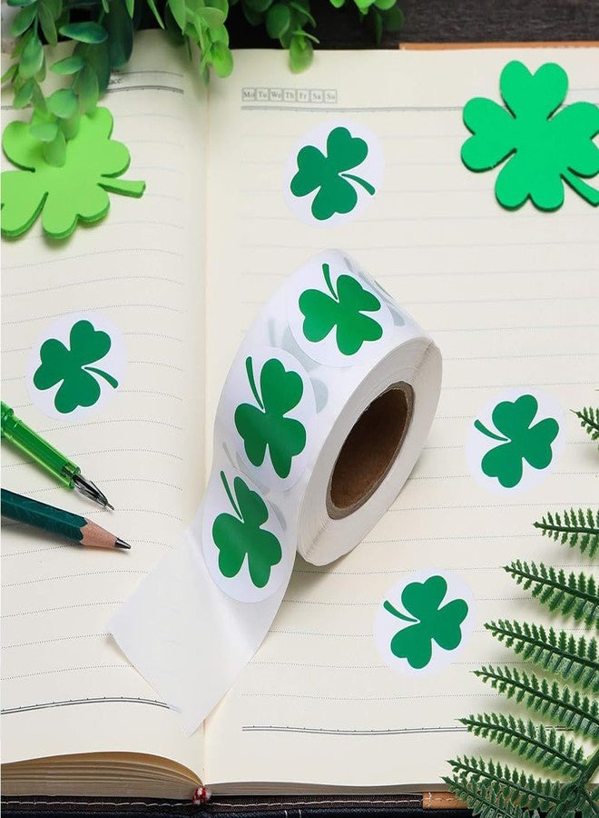 Hrnsnails 500Pcs St Patricks Day Clover Stickers Roll - Green Clover Shape Self-Adhesive Sealing Stickers, 1.5inch Waterproof Decals for St Patricks Day Party Envelope Scrapbook Decor - Image 2