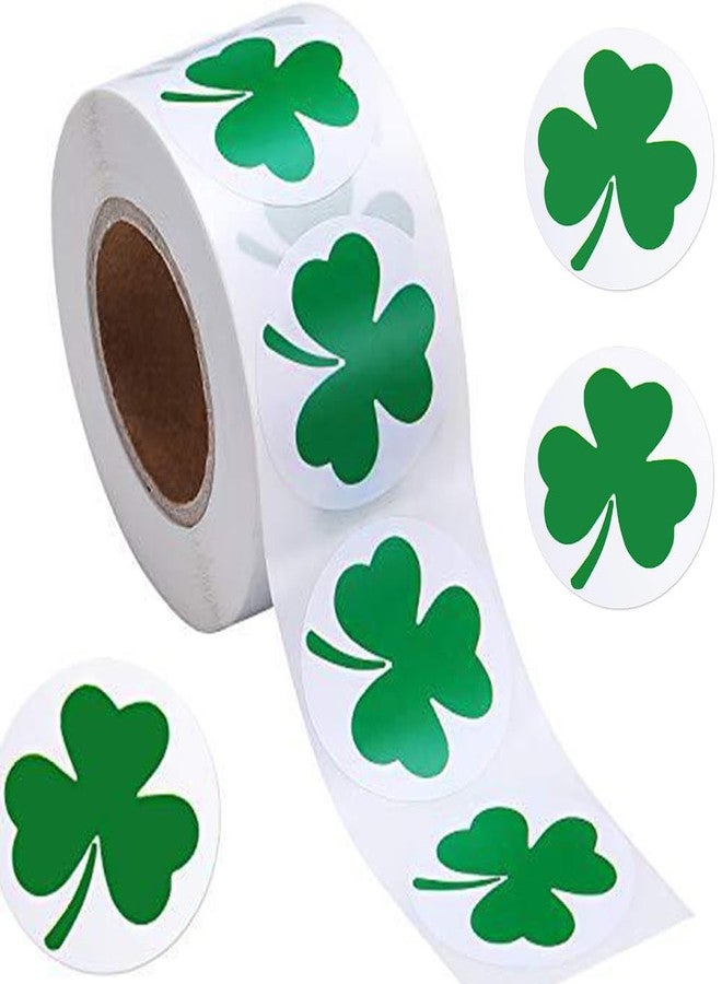 Hrnsnails 500Pcs St Patricks Day Clover Stickers Roll - Green Clover Shape Self-Adhesive Sealing Stickers, 1.5inch Waterproof Decals for St Patricks Day Party Envelope Scrapbook Decor - Image 1