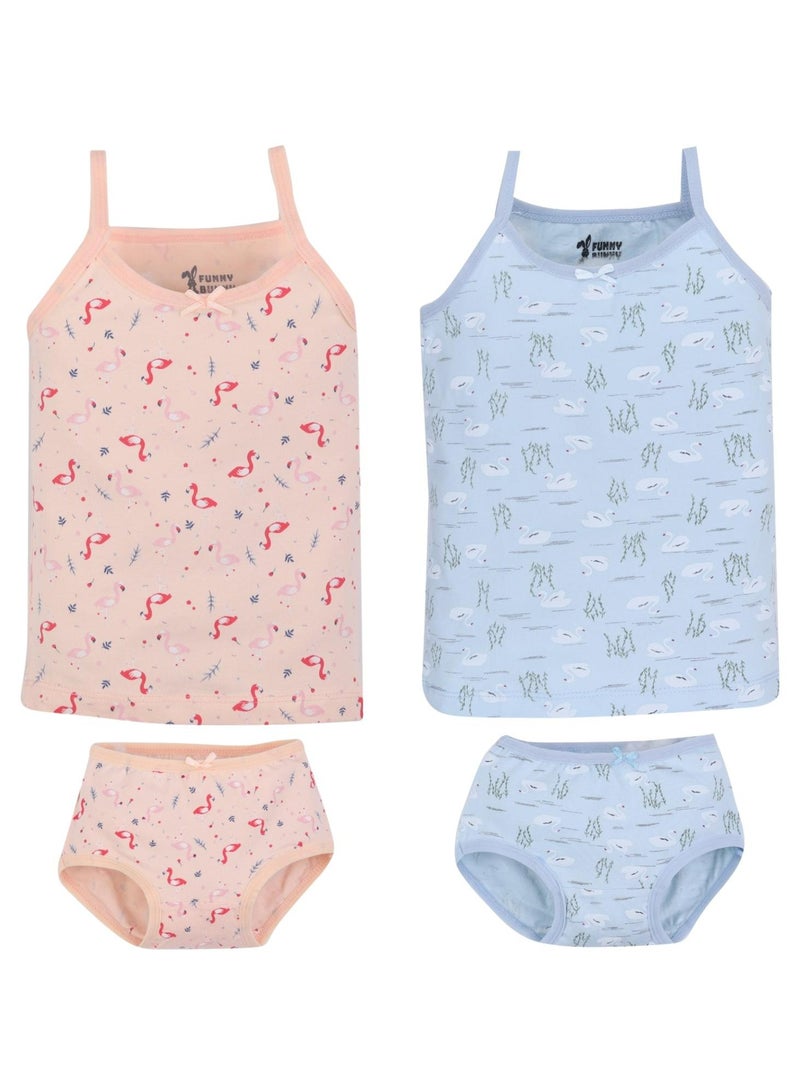 فاني باني باك يحتوي علي 2 طقم داخلي بناتي توب حمالة رفيعة و اندروير بريف - Image 1