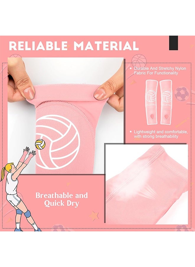 Lemon 2 Pieces Volleyball Accessories, Including Volleyball Knee Pads and Arm Sleeves, with Protection Pads and Thumb Hole for Women Girls Teens Training - Image 3