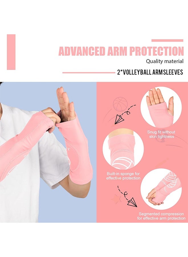 Lemon 2 Pieces Volleyball Accessories, Including Volleyball Knee Pads and Arm Sleeves, with Protection Pads and Thumb Hole for Women Girls Teens Training - Image 4