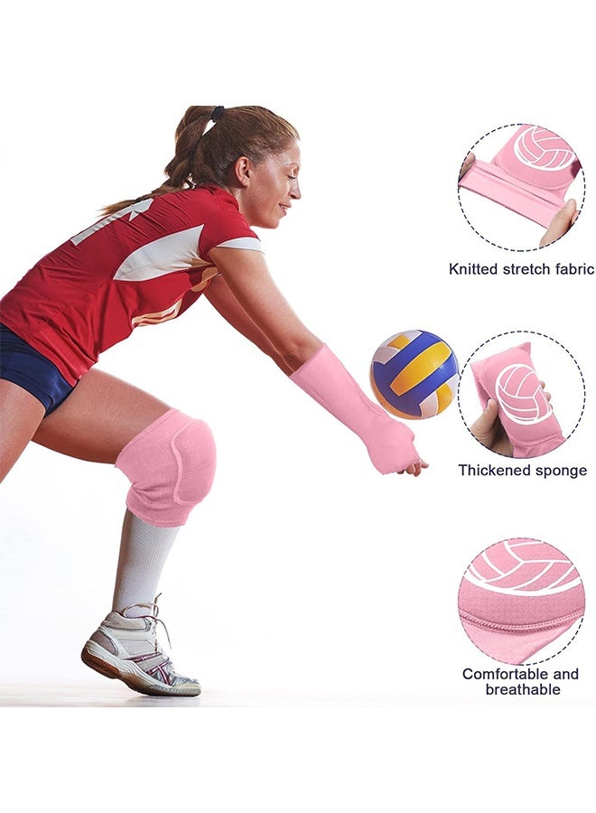 Lemon 2 Pieces Volleyball Accessories, Including Volleyball Knee Pads and Arm Sleeves, with Protection Pads and Thumb Hole for Women Girls Teens Training - Image 5